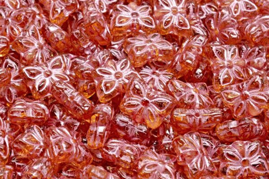 Butterfly Beads, Transparent Orange Pink Lined (10060-54321), Glass, Czech Republic