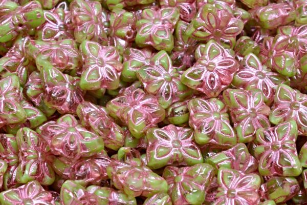 Butterfly Beads, 56000 Pink Lined (56000-54321), Glass, Czech Republic