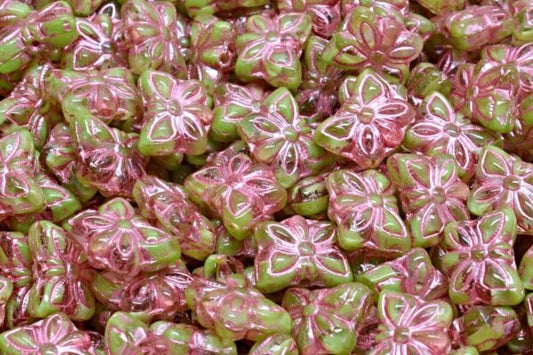Butterfly Beads, 56000 Pink Lined (56000-54321), Glass, Czech Republic