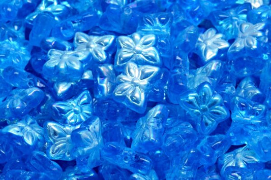 Butterfly Beads, Transparent Aqua Ab (60040-28701), Glass, Czech Republic