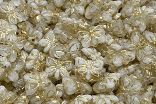 Butterfly Beads, White Gold Lined (R0201-54302), Glass, Czech Republic