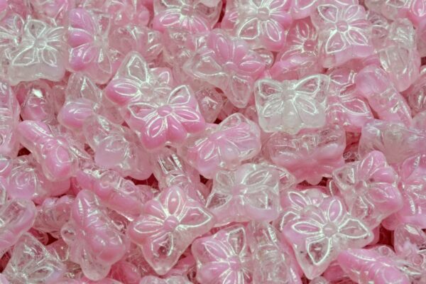 Butterfly Beads, Pink 43801 (R0742-43801), Glass, Czech Republic