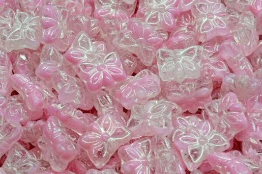 Butterfly Beads, Pink 43801 (R0742-43801), Glass, Czech Republic