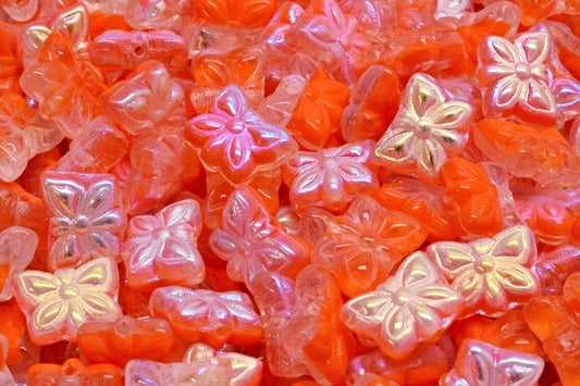 Butterfly Beads, Orange Ab (R0912-28701), Glass, Czech Republic