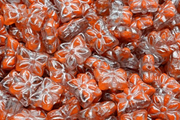 Butterfly Beads, Orange Silver Lined (R0912-54301), Glass, Czech Republic