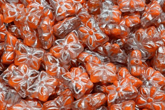 Butterfly Beads, Orange Silver Lined (R0912-54301), Glass, Czech Republic