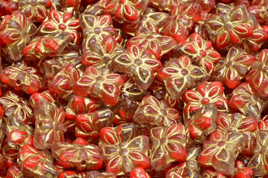 OUTLET 10 grams Butterfly Beads, 9 x 7 mm, Red Gold Lined (R0930-54302), Glass, Czech Republic