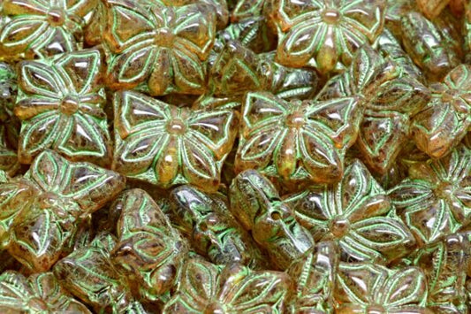 Butterfly Beads, Crystal Travertin Green (00030-86800-43813), Glass, Czech Republic