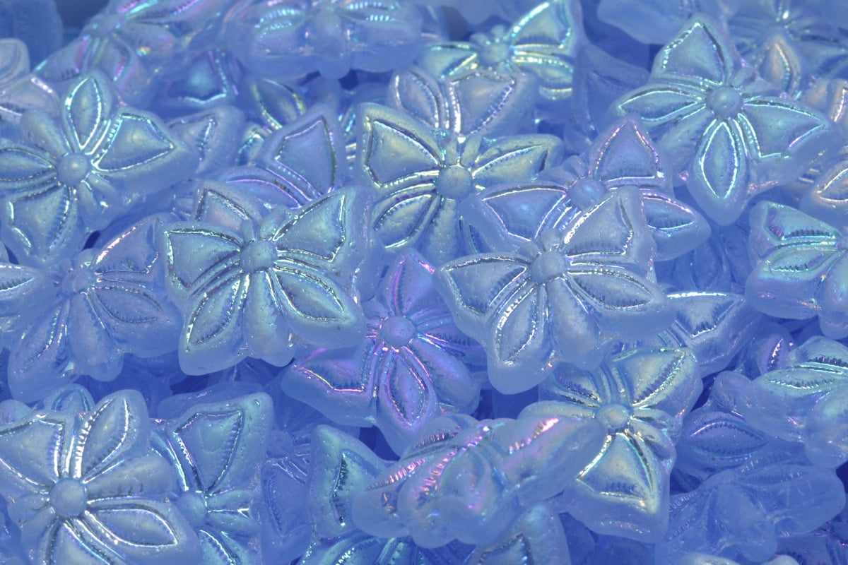 Butterfly Beads, Transparent Blue Matte Ab (30020-84100-28701), Glass, Czech Republic