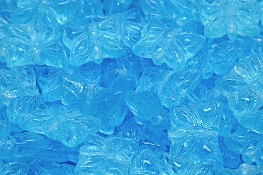 OUTLET 10 grams Butterfly Beads, 15 x 12 mm, Transparent Aqua (60020), Glass, Czech Republic