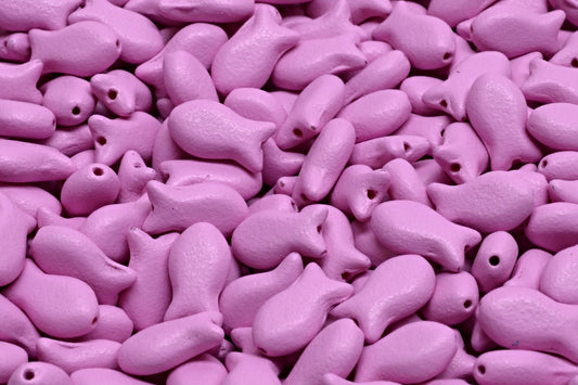 OUTLET 10 grams Simple Fish Beads, 10 x 6 mm, White Opal Bright Purple Matte (02020-22M12), Glass, Czech Republic