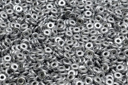 Fish Ring Pressed Glass Beads (Like O-Bead Or Demi Round), Crystal Silver Matte (00030-01700), Glass, Czech Republic