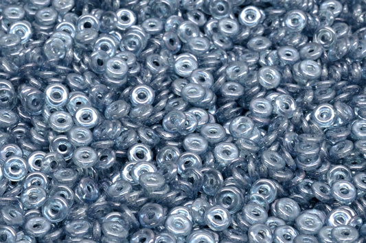 Fish Ring Pressed Glass Beads (Like O-Bead Or Demi Round), Crystal Luster Blue Full Coated (00030-14464), Glass, Czech Republic