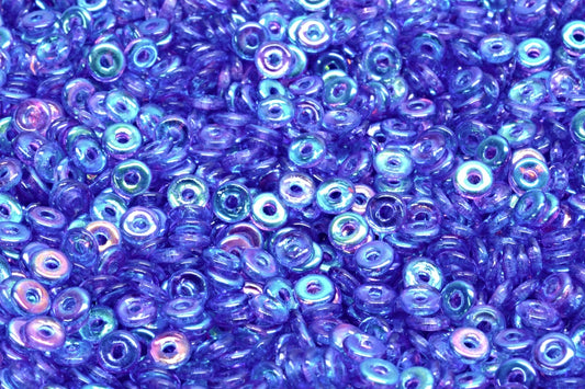 Fish Ring Pressed Glass Beads (Like O-Bead Or Demi Round), Crystal Glossy Blue Violet (00030-48102), Glass, Czech Republic