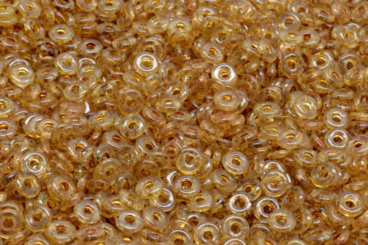 Fish Ring Pressed Glass Beads (Like O-Bead Or Demi Round), Crystal Travertin (00030-86800), Glass, Czech Republic