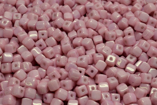 Cube Beads, White Luster Lila (02010-14494), Glass, Czech Republic