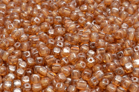 Cube Beads, Topaz Copper Splash (10070-86750), Glass, Czech Republic