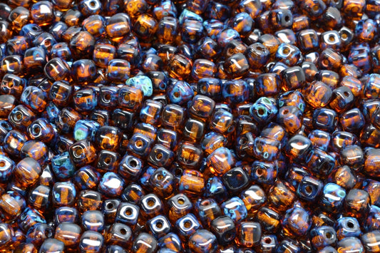 Cube Beads, Topaz Stain Strong (10070-86805), Glass, Czech Republic