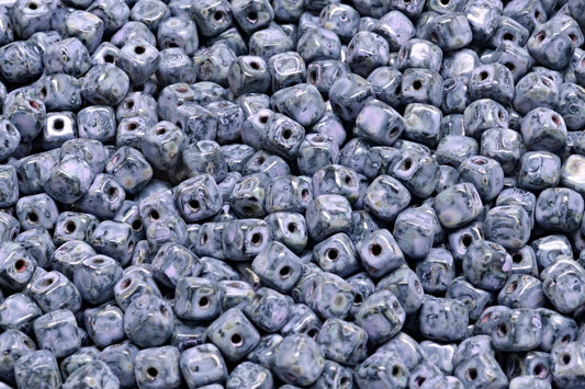 Cube Beads, Black Travertin Cold Purple Spotted (23980-86800-33305), Glass, Czech Republic