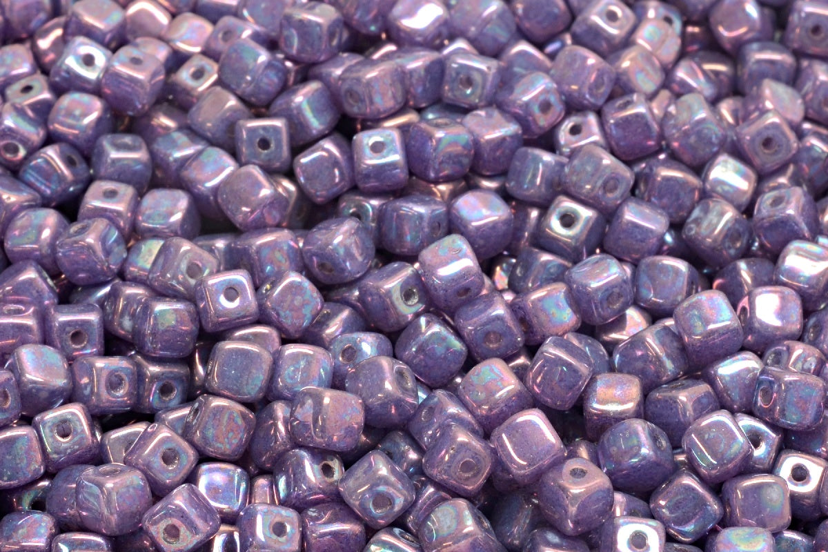 Cube Beads, Opal Pink Nebula (71400-15001), Glass, Czech Republic