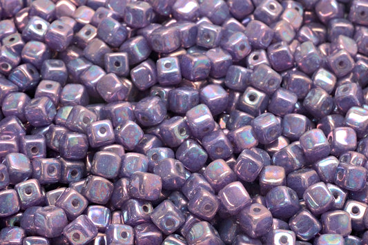 Cube Beads, Opal Pink Nebula (71400-15001), Glass, Czech Republic
