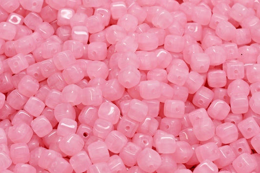Cube Beads, Opal Pink (71400), Glass, Czech Republic