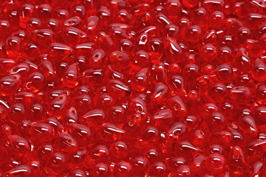 OUTLET 10 grams Drop Beads, 4 x 6 mm, Ruby Red (90080), Glass, Czech Republic
