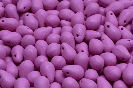 OUTLET 10 grams Drop Beads, 6 x 9 mm, White Bright Purple Matte (02010-22M12), Glass, Czech Republic