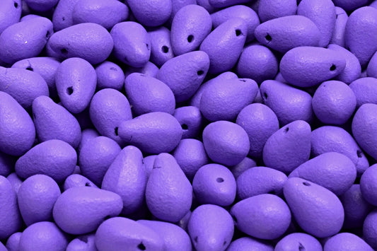 OUTLET 10 grams Drop Beads, 6 x 9 mm, White Bright Purple Matte (02010-22M15), Glass, Czech Republic