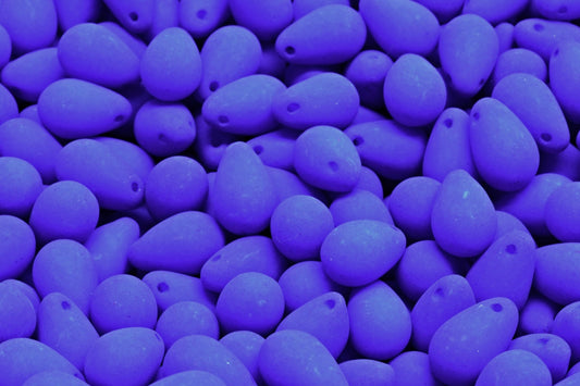 OUTLET 10 grams Drop Beads, 6 x 9 mm, White Neon Ocean Blue (02010-25126), Glass, Czech Republic