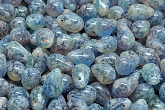 OUTLET 10 grams Drop Beads, 6 x 9 mm, Tt004 Beige Travertin Spotted (TT004-33301), Glass, Czech Republic