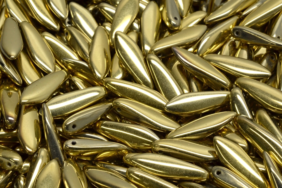 OUTLET 10 grams Dagger Beads, 5 x 16 mm, Crystal Gold (00030-26443), Glass, Czech Republic