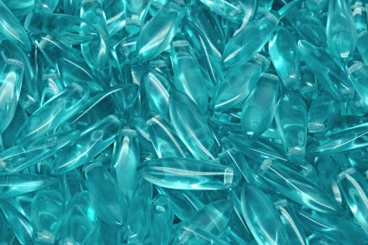 OUTLET 10 grams Dagger Beads, 5 x 16 mm, Transparent Aqua (60110), Glass, Czech Republic