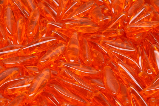 OUTLET 10 grams Dagger Beads, 5 x 16 mm, Transparent Orange (90030), Glass, Czech Republic