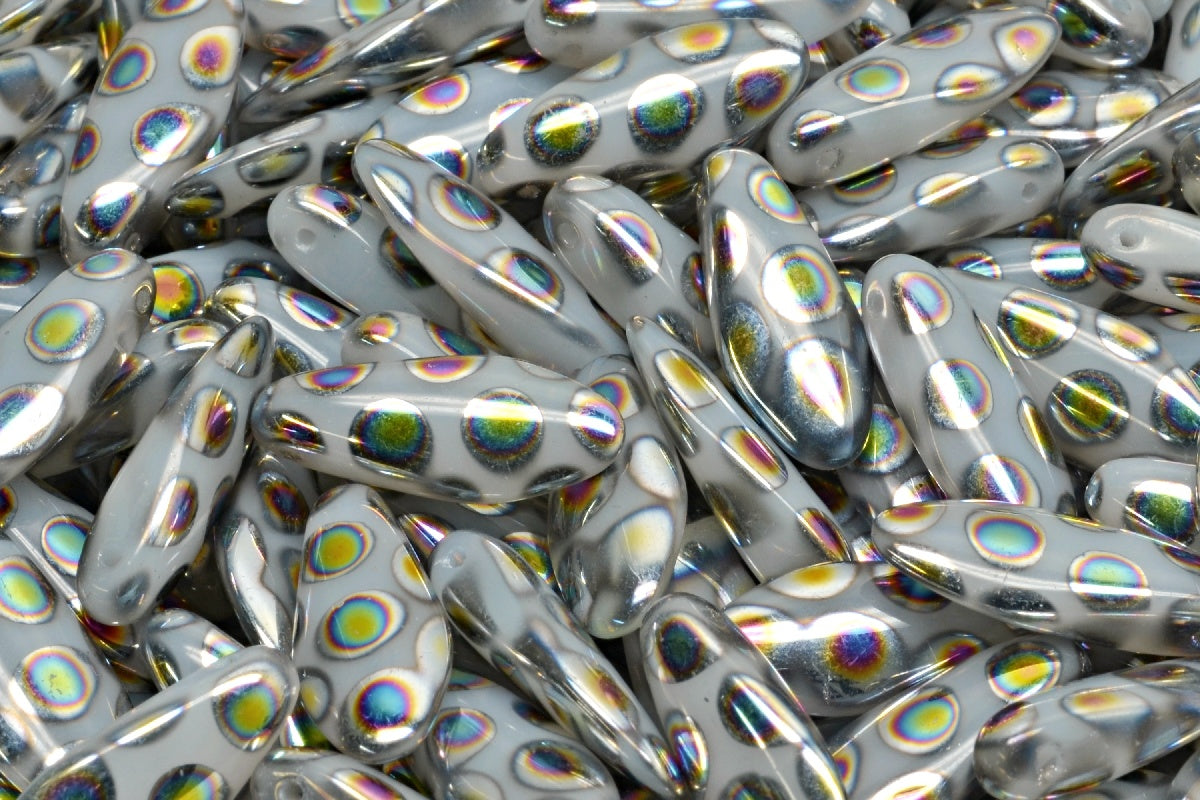 Dagger Beads, White 2810A (02010-2810A), Glass, Czech Republic