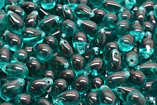 Drop Beads, Transparent Green Emerald (50720), Glass, Czech Republic