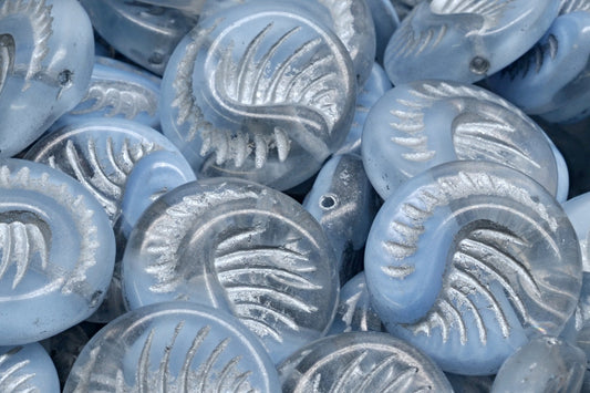 Fossil Coin Beads, Mixed Light Blue Crystal Silver Lined (36006-54301), Glass, Czech Republic