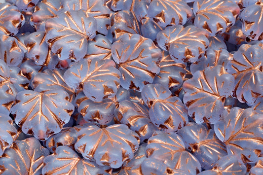 Maple Leaf Beads, Transparent Blue Matte Copper Lined (30020-84100-54307), Glass, Czech Republic