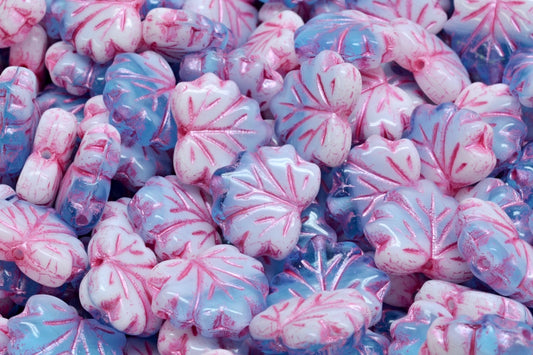 Maple Leaf Beads, R2602 Pink Lined (R2602-54321), Glass, Czech Republic