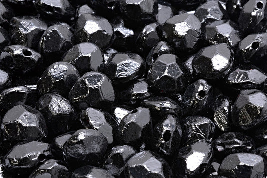 OUTLET 10 grams Briolette Beads, 9 x 11 mm, Black (23980), Glass, Czech Republic