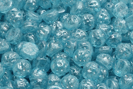 OUTLET 10 grams Notched Cabochon, 7 x 7 mm, Crystal Light Aqua Blue Silver Gray (00030-34308-34301), Glass, Czech Republic