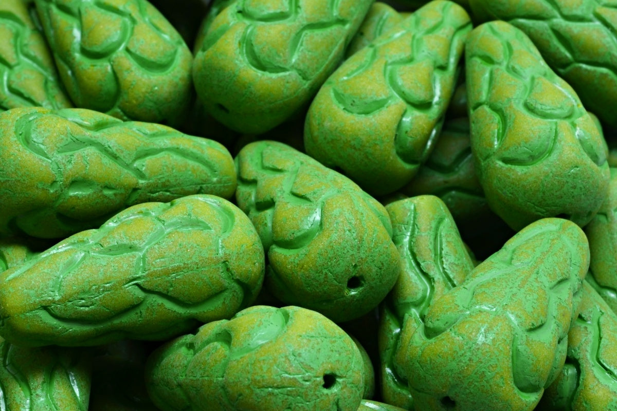 OUTLET 10 grams Pinecone Beads, 25 x 12 mm, Green Matte 54329 (53420-84100-54329), Glass, Czech Republic