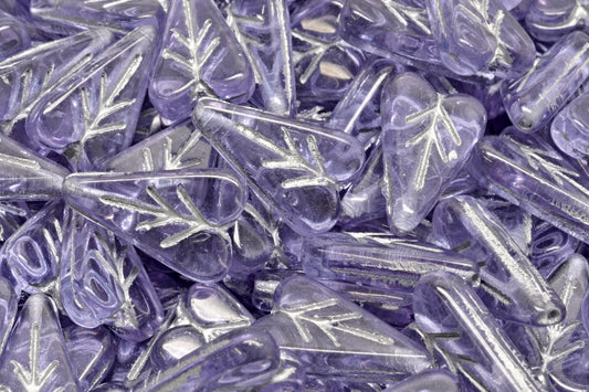 Heart Leaf Bead, Transparent Light Amethyst Silver Lined (20300-54301), Glass, Czech Republic