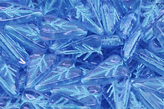OUTLET 10 grams Heart Leaf Bead, 16 x 11 mm, Transparent Light Amethyst Light Blue Lined (20300-54308), Glass, Czech Republic