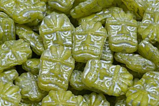 Tiki Mask Beads, R0532 Silver Lined (R0532-54301), Glass, Czech Republic