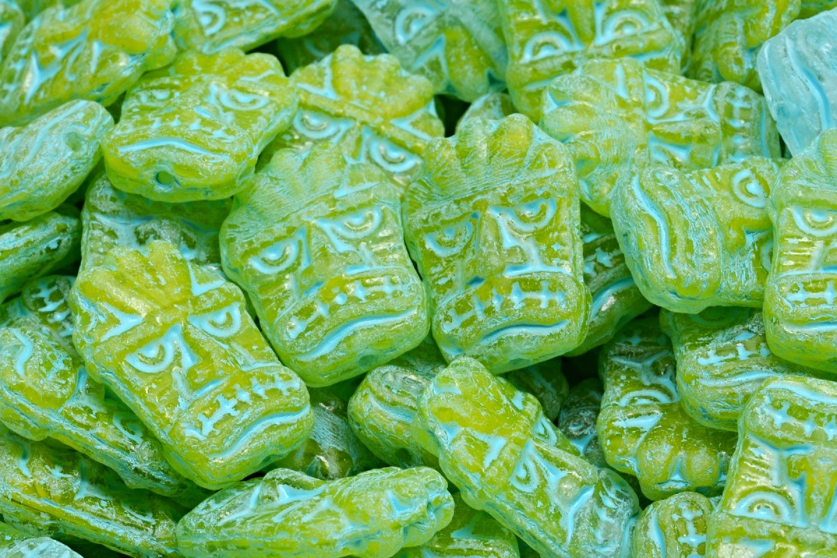 Tiki Mask Beads, R0532 Light Blue Lined (R0532-54308), Glass, Czech Republic