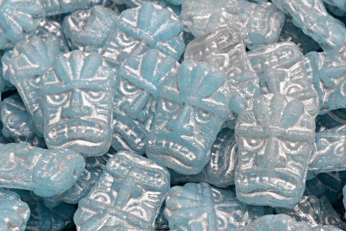 Tiki Mask Beads, R0632 Silver Lined (R0632-54301), Glass, Czech Republic