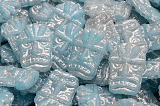 Tiki Mask Beads, R0632 Silver Lined (R0632-54301), Glass, Czech Republic