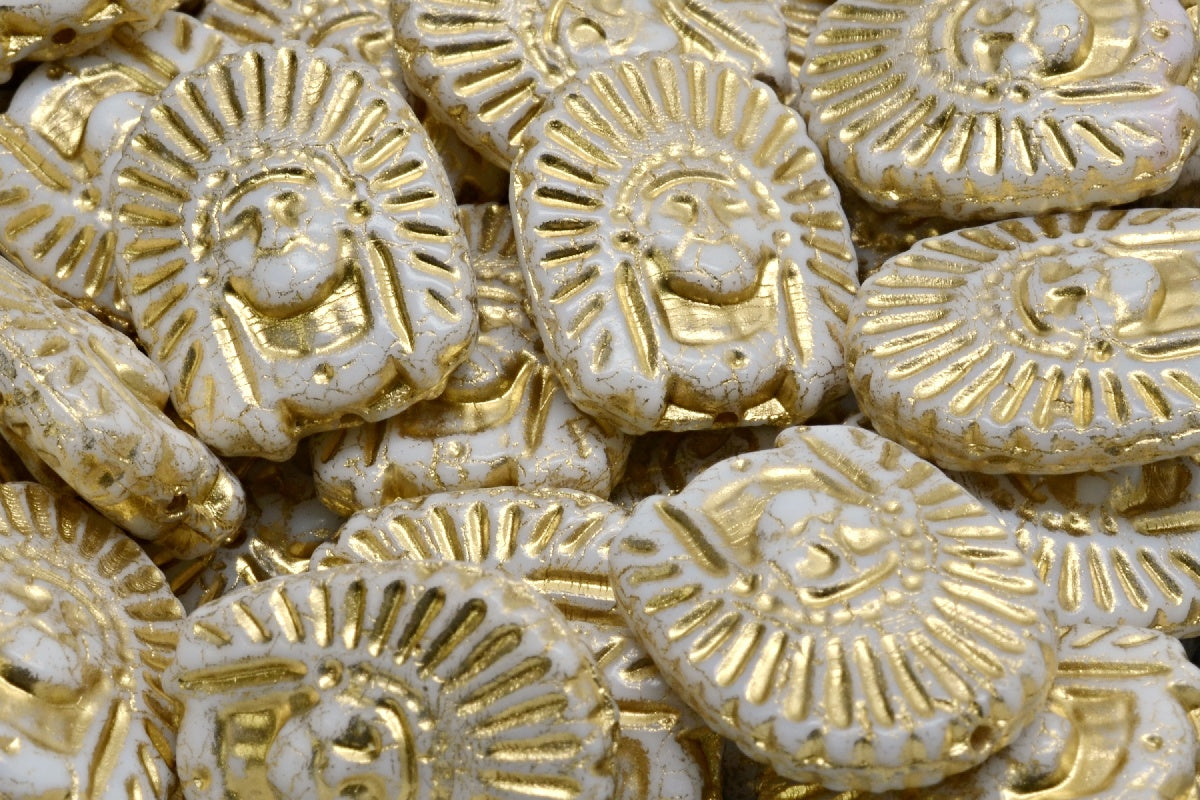Indian Head Beads, White Gold Lined (02010-54302), Glass, Czech Republic