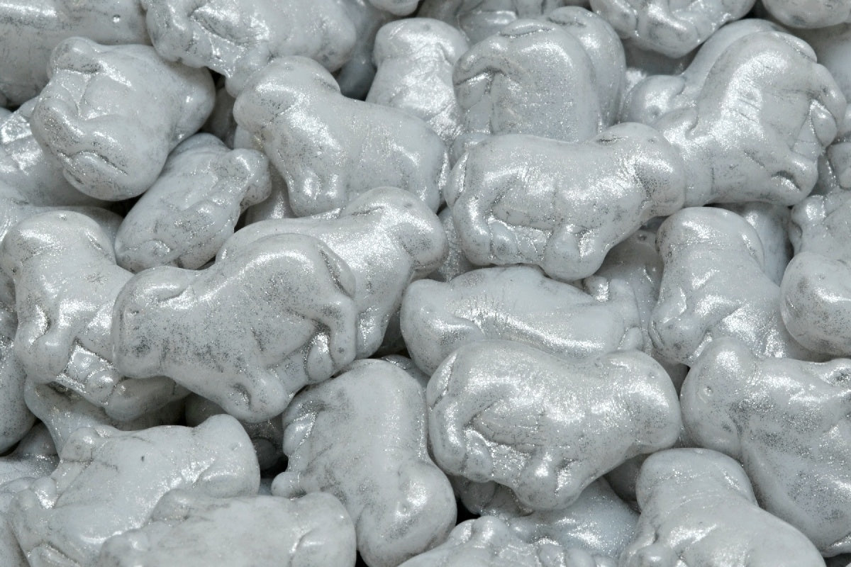 Sheep Pressed Beads, White Silver Gray (02010-34301), Glass, Czech Republic